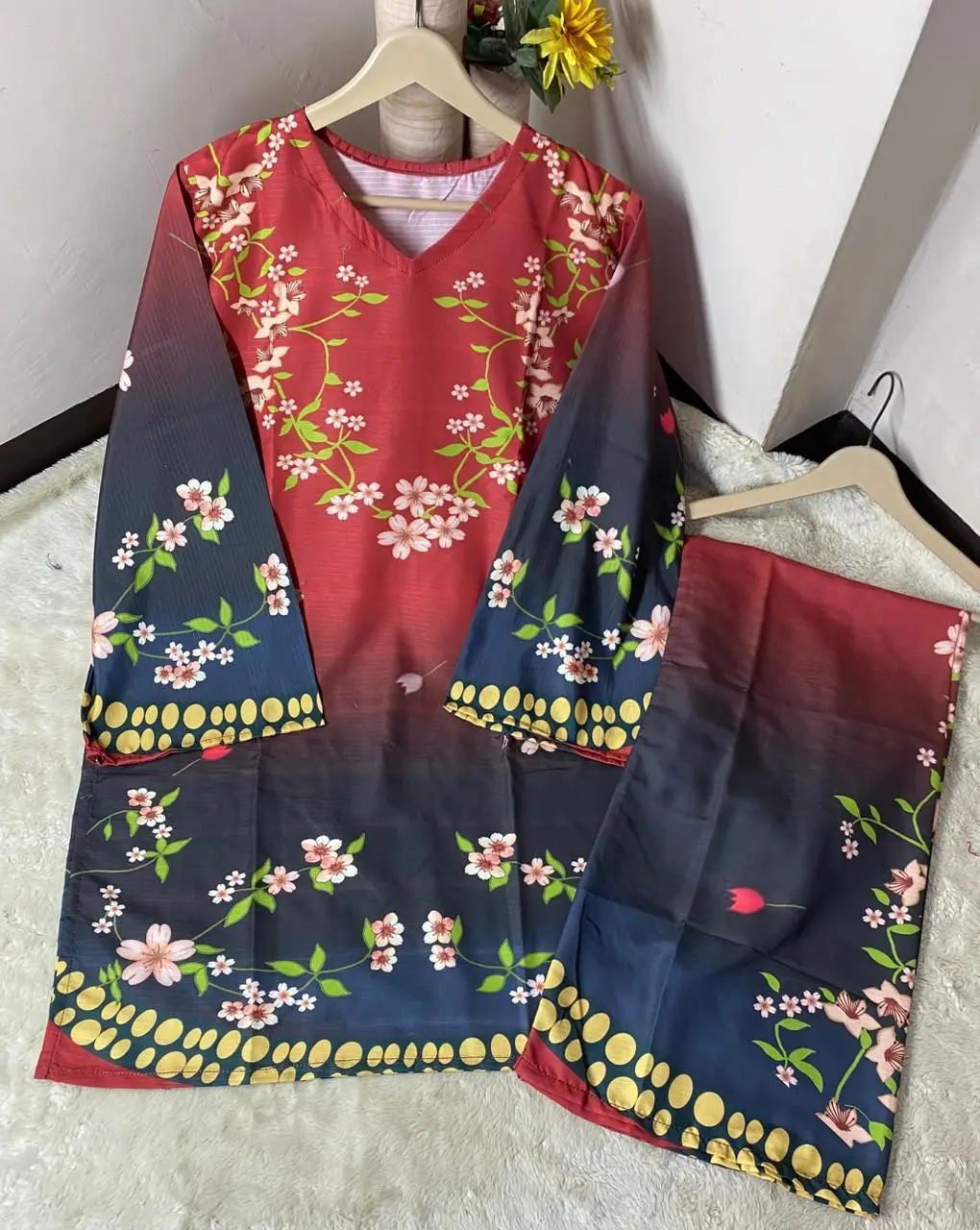 Women's Digital Printed Doria Lawn Cord Set 2PC | Soft Doria Lawn Summer Dress | Casual Printed Co-Ord Set | Stylish Ladies Outfit | Ready to Wear - Image 2