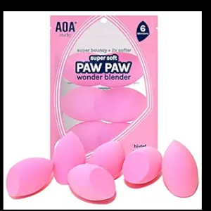 AOA Studio Collection Makeup Sponge Set Makeup Blender Latex Free and High-definition Super Soft Set of 6 Makeup Blender For Powder Cream and Liquid, Beauty Cosmetic Beveled Shape (Pink)